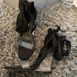 Black sandals clear heel